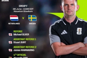 FIFA：世界杯F组第2轮荷兰VS瑞典，英格兰裁判组领衔，主哨奥利弗
